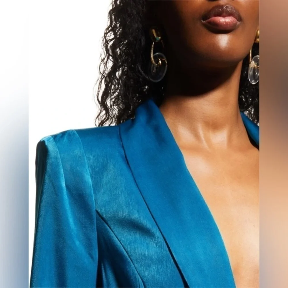 Aidan By Aidan Mattox Feather-Hem Tuxedo Dress Size 12 - Picture 4 of 10